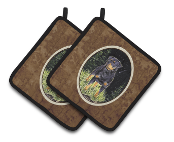 Starry Night Rottweiler Pair of Pot Holders