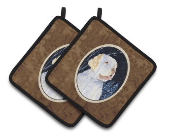 Starry Night Clumber Spaniel Pair of Pot Holders