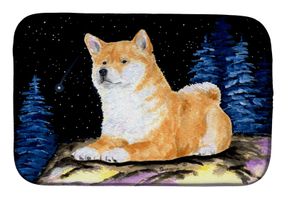 Starry Night Shiba Inu Dish Drying Mat