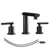 Matte Black Widespread Bathroom Faucet, Waterfall Bathroom Faucets for Sink 3 Hole, 2-Handles Modern Vanity Faucet with Pop Up Drain Assembly and Lead