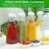 4 Pack 50Oz Water Carafes with Flip Top Lids Square Juice Containers for Fridge Plastic Clear Pitchers for Water Iced Tea Juice Lemonade Milk Cold Bre