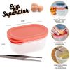 4 In 1 Egg Separator Set Double Egg White Separator With Built In Egg Cracker Food Container Plus Lid and Egg Shell Tweezer Pink Color