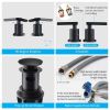 Matte Black Widespread Bathroom Faucet, Waterfall Bathroom Faucets for Sink 3 Hole, 2-Handles Modern Vanity Faucet with Pop Up Drain Assembly and Lead