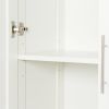 High wardrobe and kitchen cabinet with 2 doors and 3 partitions to separate 4 storage spaces; white