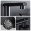 Matte Black Widespread Bathroom Faucet, Waterfall Bathroom Faucets for Sink 3 Hole, 2-Handles Modern Vanity Faucet with Pop Up Drain Assembly and Lead