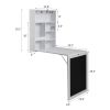 Floating Wall Mounted Table, Foldable Desk with Storage Shelves and Blackboard - black+white