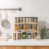 2-Tier Kitchen Spice Rack Expandable Bamboo Spice Organizer Cabinet Stackable Seasoning Organizer