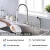 Two-Handle Kitchen Faucet with Pull-Out Side Sprayer, 360 Swivel 304 Stainless steel, 4-hole 8 inch installation, Brushed Nickel