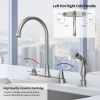 Two-Handle Kitchen Faucet with Pull-Out Side Sprayer, 360 Swivel 304 Stainless steel, 4-hole 8 inch installation, Brushed Nickel