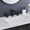 Matte Black Widespread Bathroom Faucet, Waterfall Bathroom Faucets for Sink 3 Hole, 2-Handles Modern Vanity Faucet with Pop Up Drain Assembly and Lead