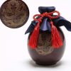 17oz Brown Ceramic Wine Jar Chinese Style Empty Wine Flask Dragon Wine Bottle Small Flagon