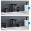 Matte Black Widespread Bathroom Faucet, Waterfall Bathroom Faucets for Sink 3 Hole, 2-Handles Modern Vanity Faucet with Pop Up Drain Assembly and Lead