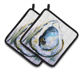 Oyster Pair of Pot Holders (Color: Aqua Sand Oyster, size: 7.5 x 7.5)