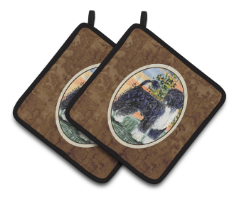 Portuguese Water Dog Pair of Pot Holders (size: 7.5 x 7.5)