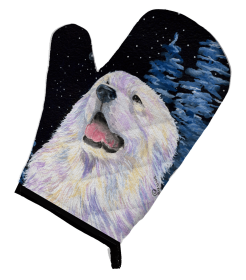 Starry Night Great Pyrenees Oven Mitt (size: 8.5 x 12)