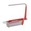 1pc Telescopic Sink Storage Rack Holder; Adjustable 2-in-1 Sink Organizer; Expandable Sink Basket; Sink Drain Rack; Sink Tray; Sponge Holder+Dish Clot