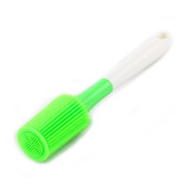 Silicone Cleaning Bottle Brush Silica Gel Cleaning Brush Bottle Cup Cleaning Brush for Glass Cup Thermos Coffee Mug Long Handle Dishwashing Tool (Color: Green)