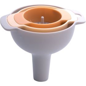 4-in-1 Funnel Plastic Multi-Purpose Large Diameter Filter Funnel Oil Funnel Kitchenware (Color: Orange)