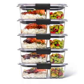 5pk 2.85 cup Brilliance Meal Prep Containers, 2-Compartment Food Storage Containers (Color: Clear)