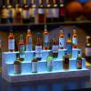 LED Lighted Liquor Bottle Display Shelf, 20 Inch Bar Display Shelf, DIY Illuminated Bottle Shelf with App & Remote Control, 2 Step Freestanding Holdin