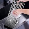 1pc Roll Up Dish Drying Rack; 17.7in*11in; Foldable Rolling Dish Drainer Over The Sink; Drying Rack; SUS304 Stainless Steel Sink Rack For Kitchen Coun