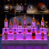 LED Lighted Liquor Bottle Display Shelf, 20 Inch Bar Display Shelf, DIY Illuminated Bottle Shelf with App & Remote Control, 2 Step Freestanding Holdin